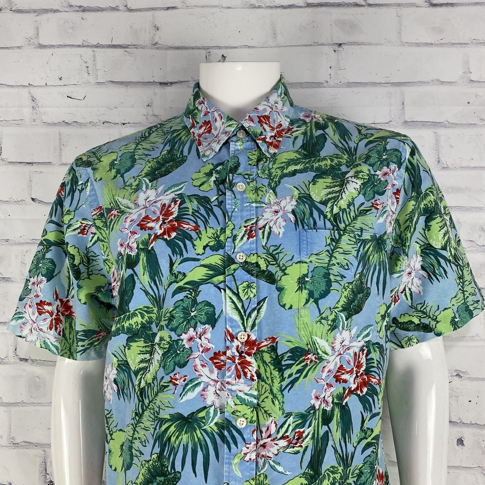 Ralph Lauren Shirt Men's Extra Large Hawaiian Shirt Button Down Floral SLIM FIT